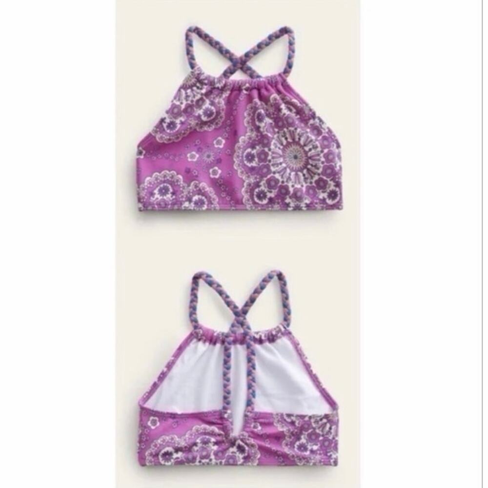 Mini Boden Boho Floral Loop Back Bikini Top - Purple
